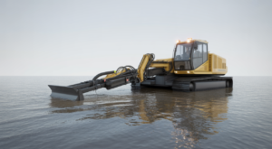 Automated dredge removing sediment from a waterway