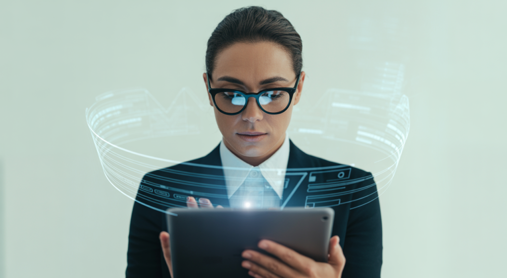 A person taking a secure online government examination on a tablet, symbolizing remote proctoring and data integrity.