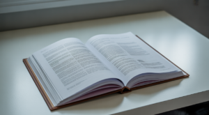 Polished academic paper on a desk, representing the success achieved with academic editing services