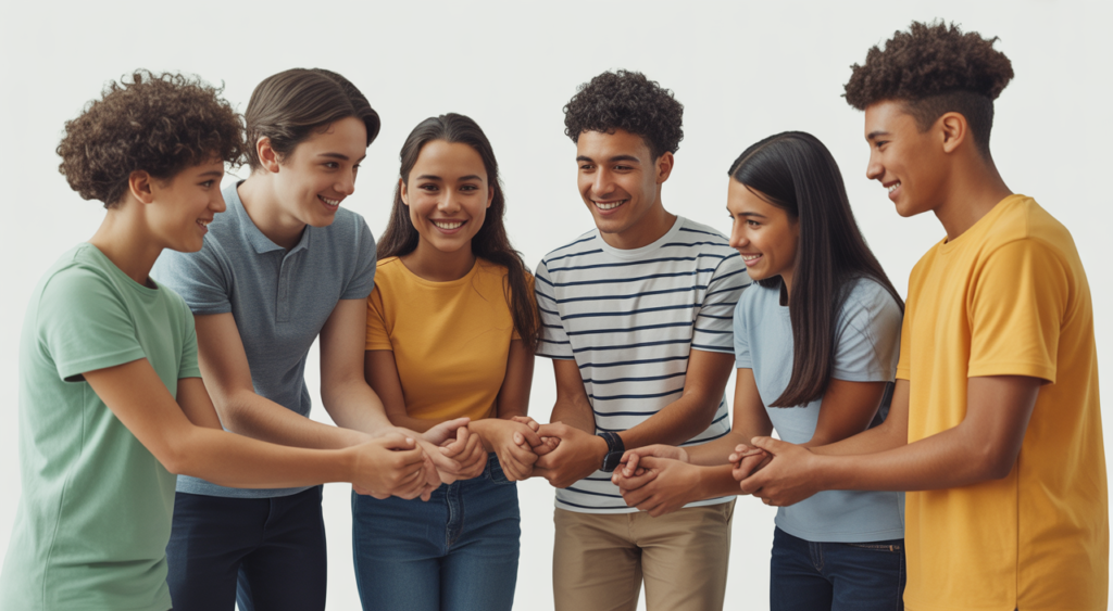 Diverse youth finding support through telehealth peer group.