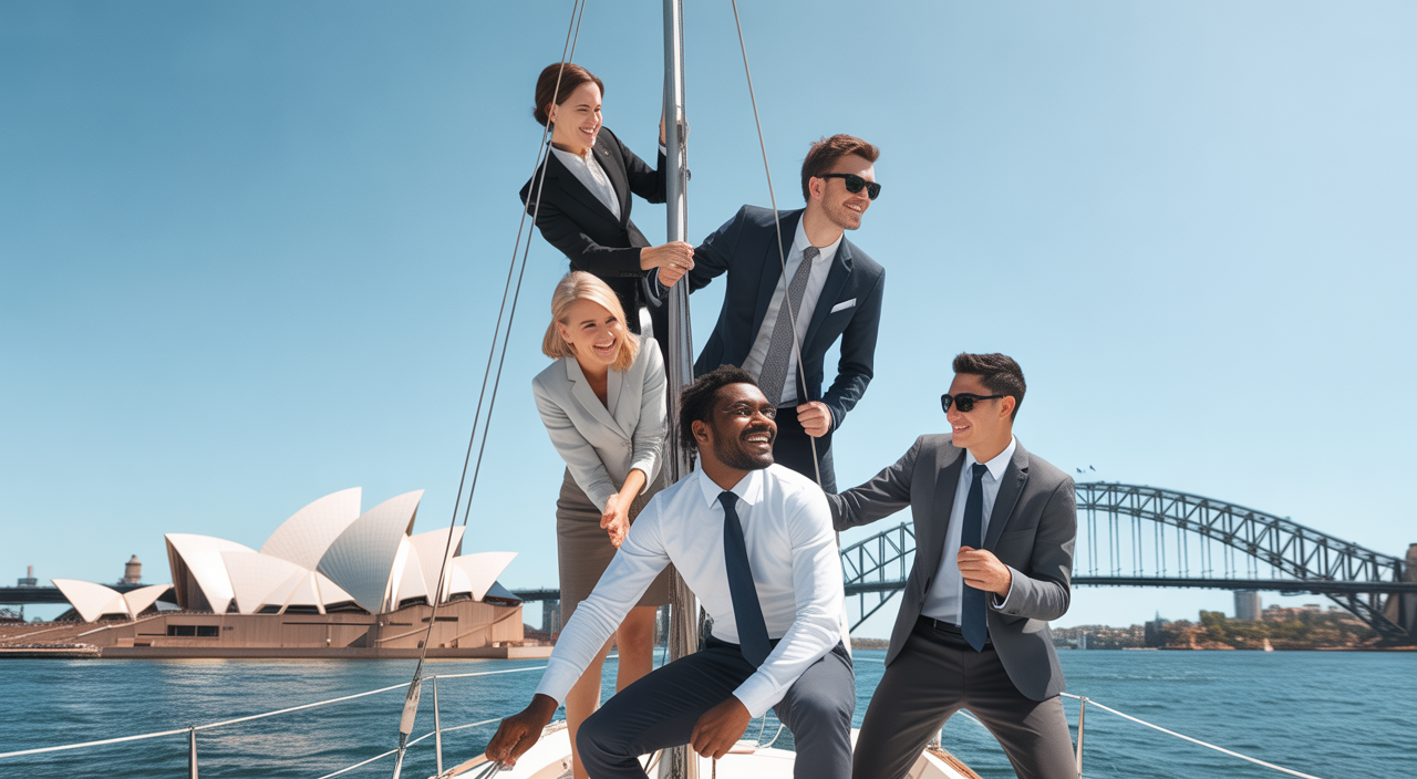 Team members engaging in a corporate team building activity in Sydney