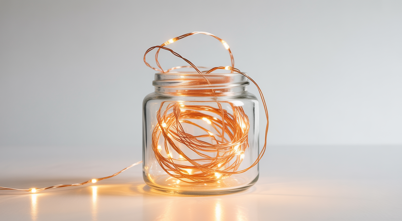 Small battery LED lights arranged for DIY decor and craft projects