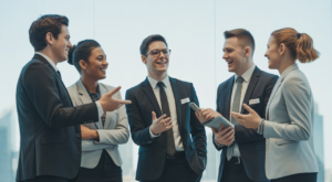 Diverse professional team collaborating in a corporate team building event in Sydney.