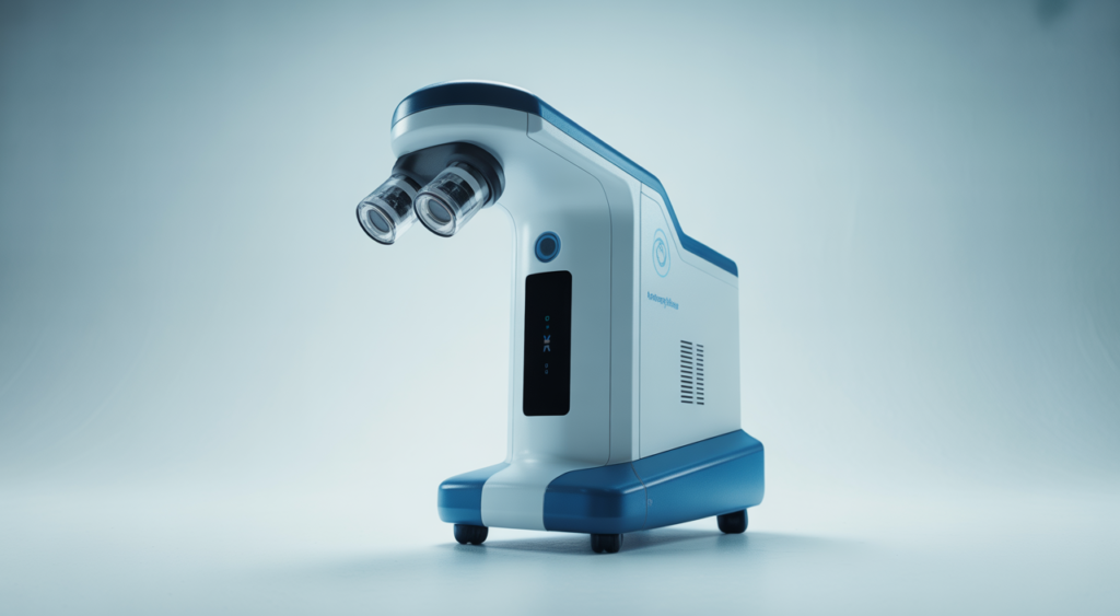 High-quality image of a modern medical device on a clean white background representing medical device import license article